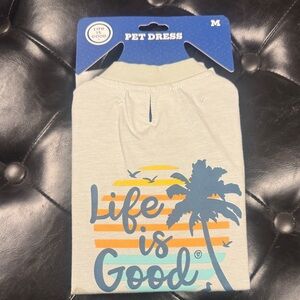 Life Is Good Pet Dog Dress with Blue and Orange Accents